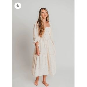 Worth Collective Eve Floral Maxi dress cream bump friendly small